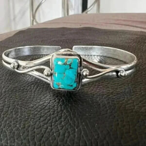 Vintage bohemian silver plated cuff bracelet